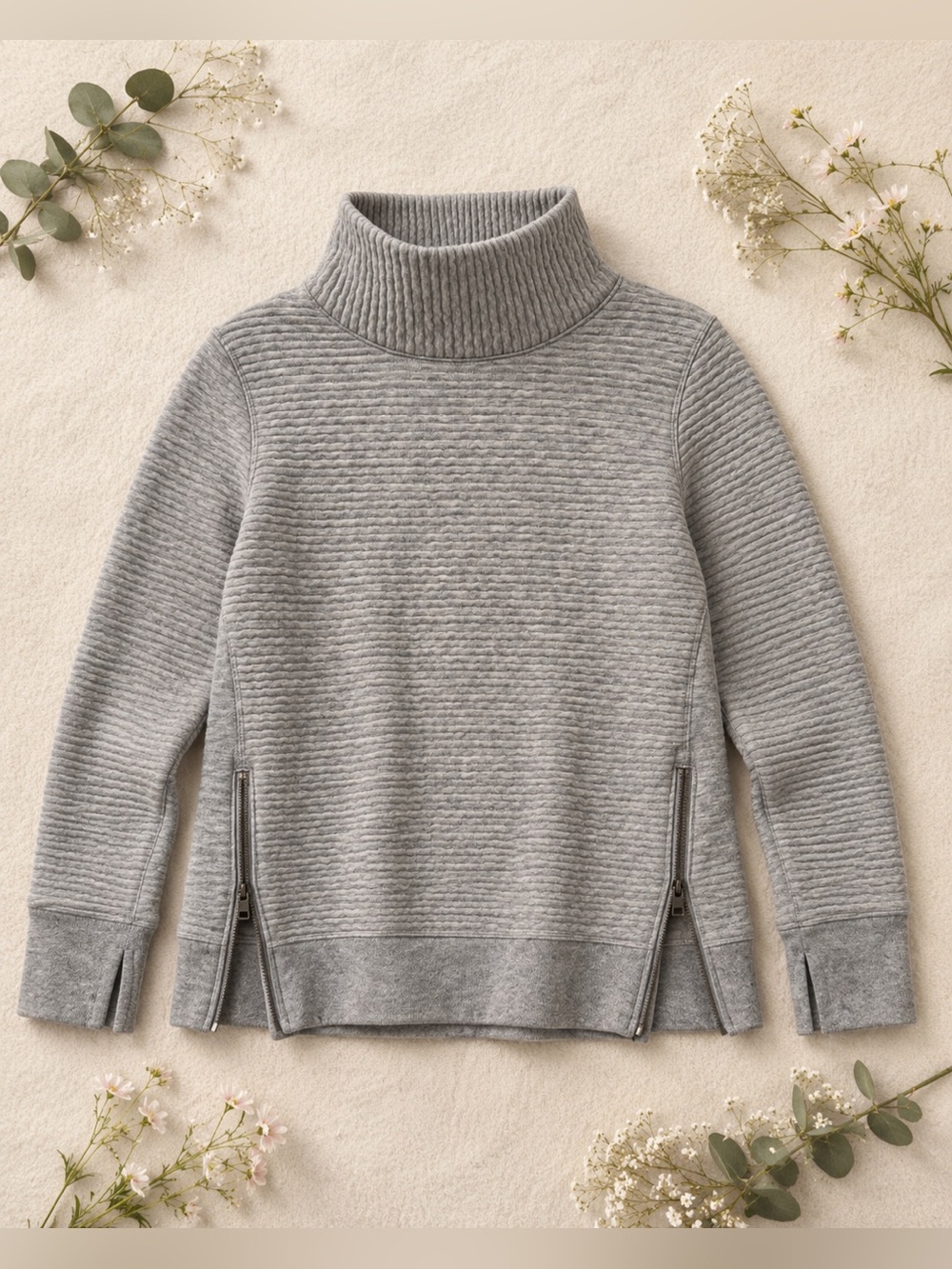 Gray Women's Turtleneck Sweatshirt